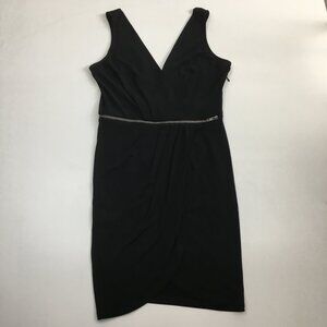 BCBGENERATION Black Zipper Bust Ruching Tulip Overlay Hem Top